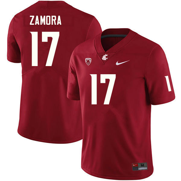 Washington State Cougars #17 JP Zamora College Football Jerseys Sale-Crimson